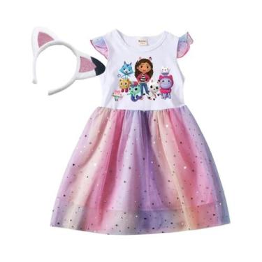 Imagem de Vestido De Malha Arco-Íris Para Meninas, Vestido Casual De Verão Para 