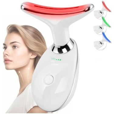 Imagem de Massageador Facial LED 3 Modos, Tratamento Lift Fototerapia, Aparelho Anti-Rugas para Rosto e Pescoço, Tratamento Estético Vibratório com Luz LED