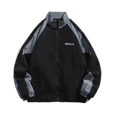 Imagem de Jaqueta Corta-Vento Masculina Hip Hop Com Patchwork E Blocos De Cores,