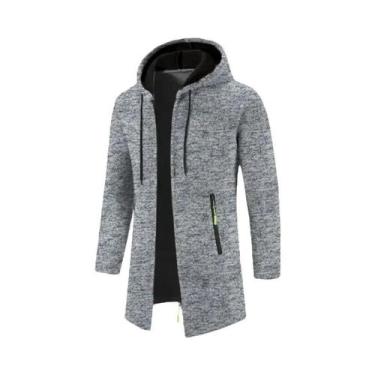 Imagem de Moletom Masculino Oversize Com Capuz E Zíper, Manga Longa, Cor Sólida,