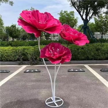 Imagem de Flores artificiais gigantes para decoração - adereços de flores enormes com base em pé para festas de jardim ao ar livre, vitrines de lojas e decoração de casa