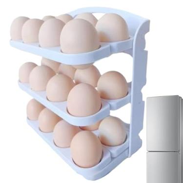 Imagem de Suporte organizador de ovos, suporte dobrável para armazenamento de ovos – armazenamento de ferramentas de cozinha e organizador com alça para cozinha, geladeira