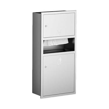 Imagem de Prateleiras de nicho de chuveiro embutidas à prova d'água - Organizador multifuncional de banheiro com secador de mãos, papel higiênico, armazenamento de lixeira - Alcova cinza claro para casa