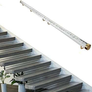 Imagem de Corrimão de escada de acrílico transparente para uso externo - estilo moderno com suportes dourados, 3 m - 3 m de comprimento, para uso interno/jardim de infância/sótão/villa - grade de parede de