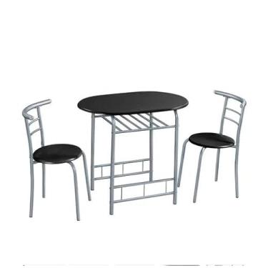 Imagem de Jogo Mesa Oval com 2 Cadeiras Mozaic Casa Decor Sala, Cozinha Jardim Qualidade e Sofisticação Oferta(Preto)