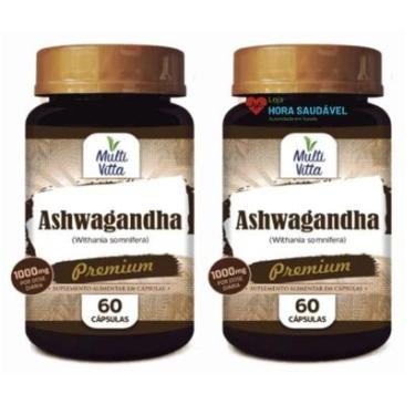 Imagem de 2 X Ginseng Indiano Multivitta 1000mg Pote 60 Capsulas Original-Unissex