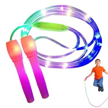 Imagem de Corda de pular – Corda de pular luminosa para crianças, equipamento de treino multicolorido com absorção de choque para crianças e adultos, treinamento interno ao ar livre