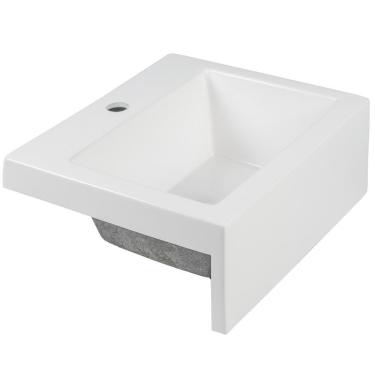 Imagem de Balcão Gabinete Para Banheiro 80cm 2 Gavetas Com Cuba Branco