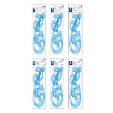 Imagem de STAEDTLER Conjunto profissional de régua com design de curva francesa da Mars, pacote com 6 (6 conjuntos de 3 peças), 3 formas essenciais A B C, plástico transparente azul com borda de tinta, 18