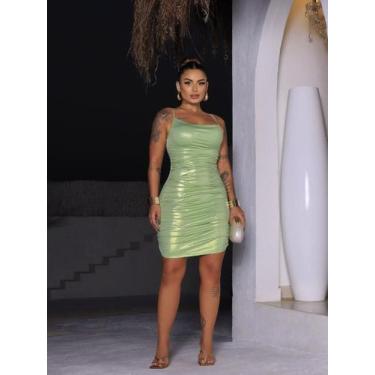 Imagem de Vestido Curto Metálico Brilho Drapeado Laterais e Bumbum - luh may, Ve