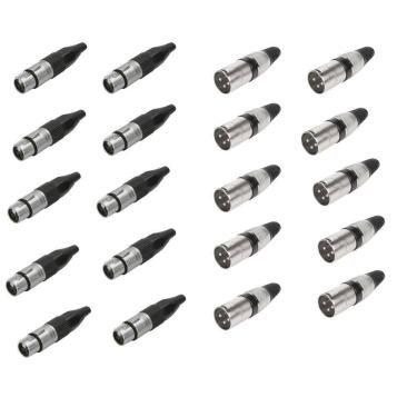 Imagem de Kit 20 Plugs Conector Xlr Cannon Macho/Femea