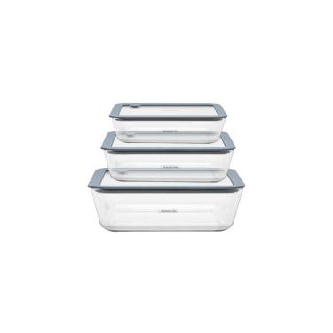 Imagem de Jogo de Potes de Vidro Tramontina Vittra Retangulares com Tampa Hermética de Silicone