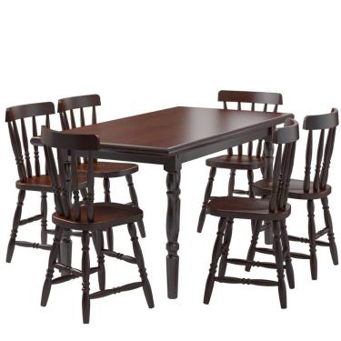 Imagem de Conjunto Mesa De Jantar 160cm Com 6 Cadeiras Multimóveis Cr50085 Castanho Castanho