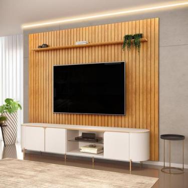 Imagem de Rack Ariana Tampo Curvo com Painel Ripado para TV até 75 Polegadas 297