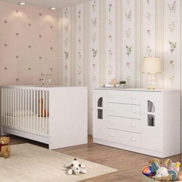 Imagem de Berço 3 Em 1 Para Colchão 130x60cm Com Cômoda 2 Portas 4 Gavetas Amora