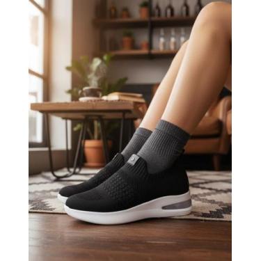 Imagem de Tênis Piccadilly Feminino Ortopédico Super Leve Confortável, 38, Preto