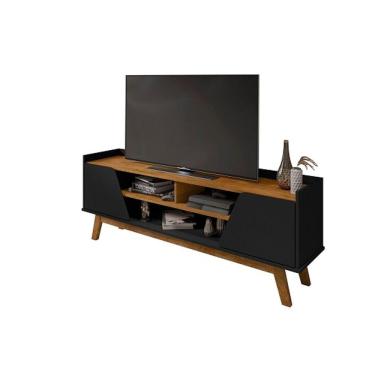 Imagem de Rack Turim 1.6 Preto Fosco/Naturalle - Bechara Móveis