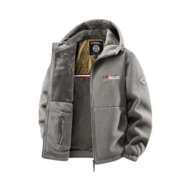 Imagem de Jaqueta De Inverno Masculina Em Fleece, Acolchoada, Com Capuz, Quente,