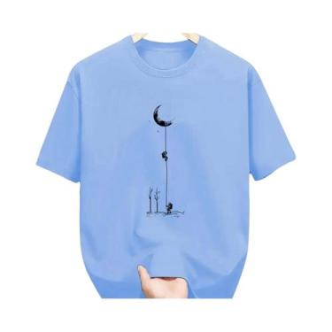 Imagem de Camiseta Casual Masculina plus Size De Verão Em Algodão Com Estampa De