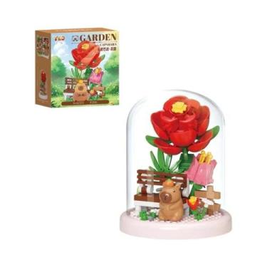 Imagem de Blocos De Montar Quebra-Cabeça Jardim De Capivara, Girassol, Rosa E Lí