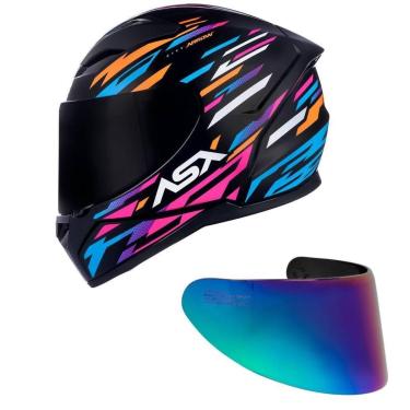 Imagem de Capacete ASX City Arrow Preto Laranja e Rosa Mais Viseira Camaleão-Feminino