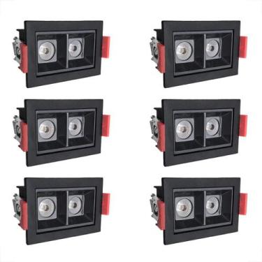 Imagem de Kit 6 Mini Spot Led Downlight Duplo Embutido 3000K Bet56 - Acende A Lu