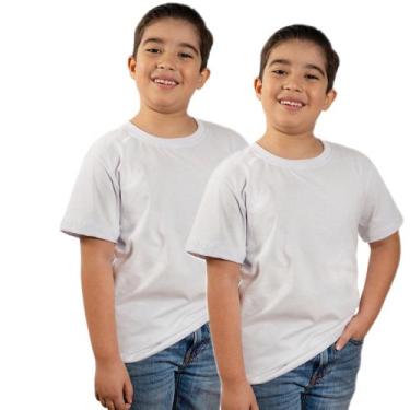 Imagem de Kit 2 camiseta infantil basica lisa branca 100 algodao menino - CTR, 1