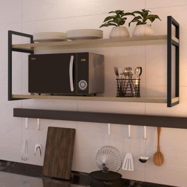 Imagem de Prateleira Industrial em Aço e MDF 40x40x60cm Elisa Yescasa Preto/Siena