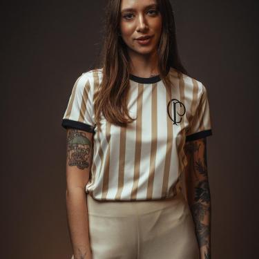 Imagem de Camisa Corinthians Retrô CP Dry Listrada Feminina-Feminino