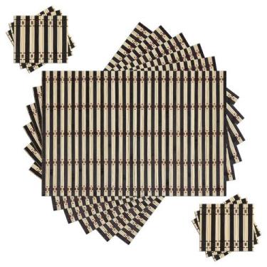 Imagem de Jogo Americano Bambu 12 peças Preto/Bege - Galleria77