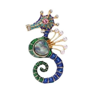 Imagem de Broche Unissex De Cavalo-Marinho Em Desenho Animado Com Diamantes, Joi