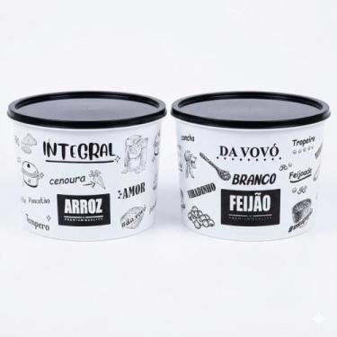 Imagem de Pote Plástico Arroz Feijão 2 Litros Tampa Hermética Decorado - UZY