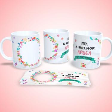 Imagem de Caneca de Porcelana Amizade Estampa 6 para Presentear Uso Diário 325ml Apta para Micro-...
