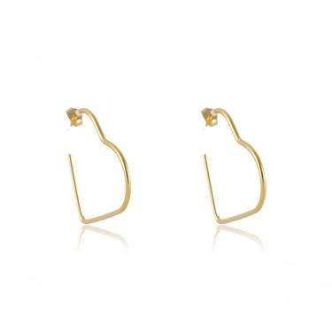 Imagem de Brinco Argola Em Forma De Coração Banhado Em Ouro 18k [f027]