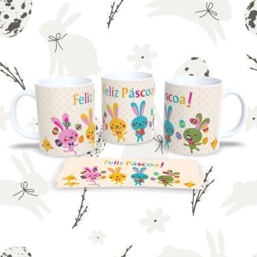 Imagem de Caneca de Porcelana Páscoa 15 para Bebidas 325ML Decorada Temática Compatível com micro...