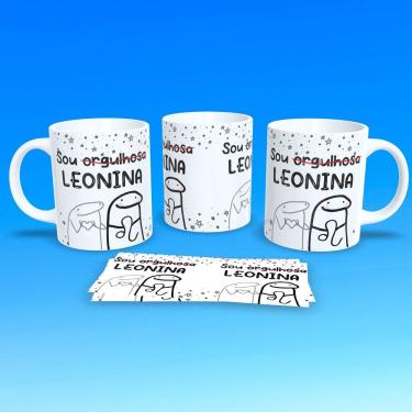 Imagem de Caneca de Porcelana Flork Signos Leão 325ML para Bebidas Quentes e Frias com Estampa Temática Branca Outras Marcas