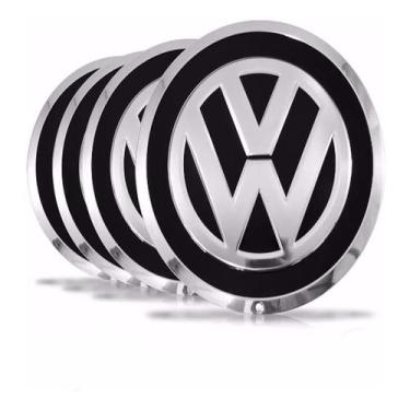 Imagem de Kit Jogo Calota Central Meio Miolo Roda Up Emblema Vw Preto - DCAPS