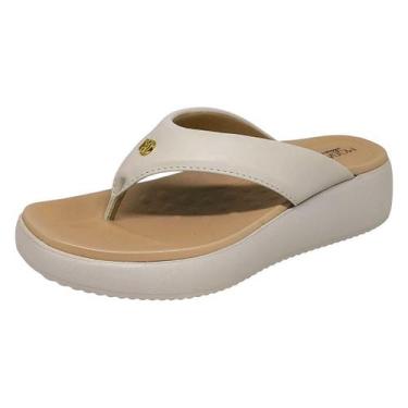 Imagem de Tamanco Feminino Anabela Medio Conforto Elegante Modare, Branco off, 3