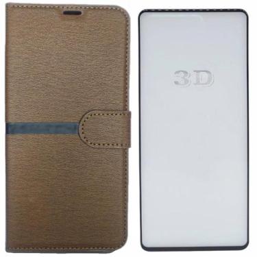Imagem de Kit Capa Carteira Compatível c/ Samsung A14 + Película 3D - Dino Case,