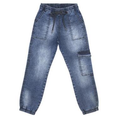Imagem de Calça Juvenil Look Jeans Jogger Moletom Jeans, 16
