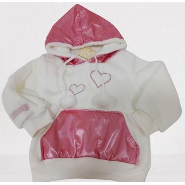 Imagem de Casaco Plush Bebe Menina Enxoval Inverno Lessa Kids Ref 7734, Rosa, P 