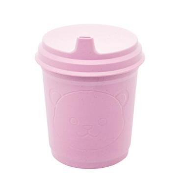 Imagem de Copo Infantil Antivazamento com Tampa e Bico Urso Rosa 450ml Lyor