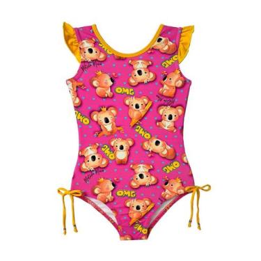 Imagem de Maiô Infantil com Babado Estampado - Metida Moça, 01, Coalas
