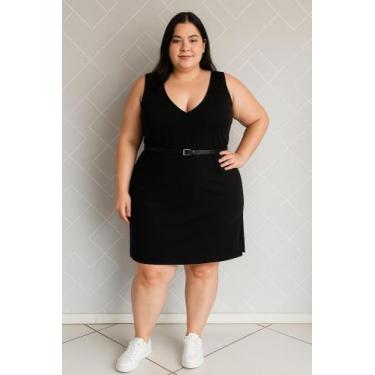 Imagem de Vestido plus size com decote em "v" - Liberie Se, Preto, G1