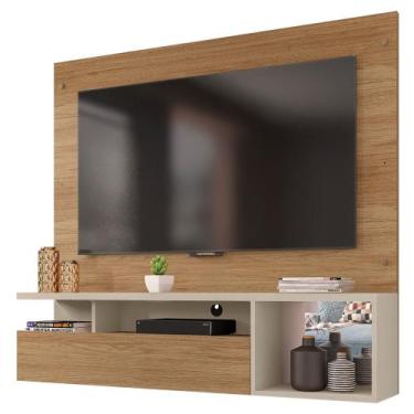 Imagem de Painel para TV 55 Pol com Bancada Suspensa 136cm Brasil Buriti/Off Whi
