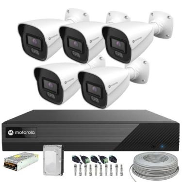 Imagem de Kit 5 Câmeras Segurança Motorola Dvr 8 canais +2 IP HD 1Tb