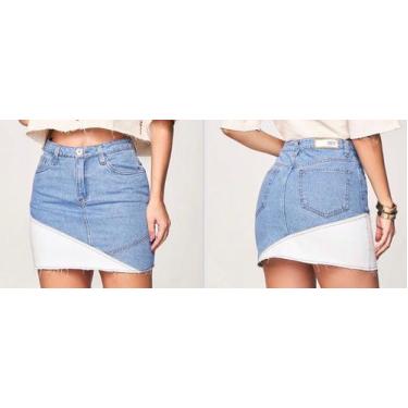 Imagem de Saia Jeans com detalhes de tonalidades e geométricas - PJeans , P