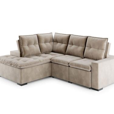 Imagem de Sofá de Canto 5 Lugares Stela 280cm Suede Bege Bege
