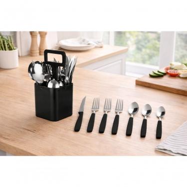 Imagem de Conjunto de Talheres Verona 25 Peças 50% Inox e 50% Plástico para Cozinha Preto Fratelli