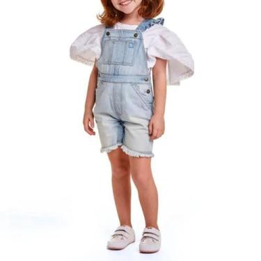 Imagem de Macacão Infantil Tiptop Jardineira Jeans Curta - 235001, 01, Azul